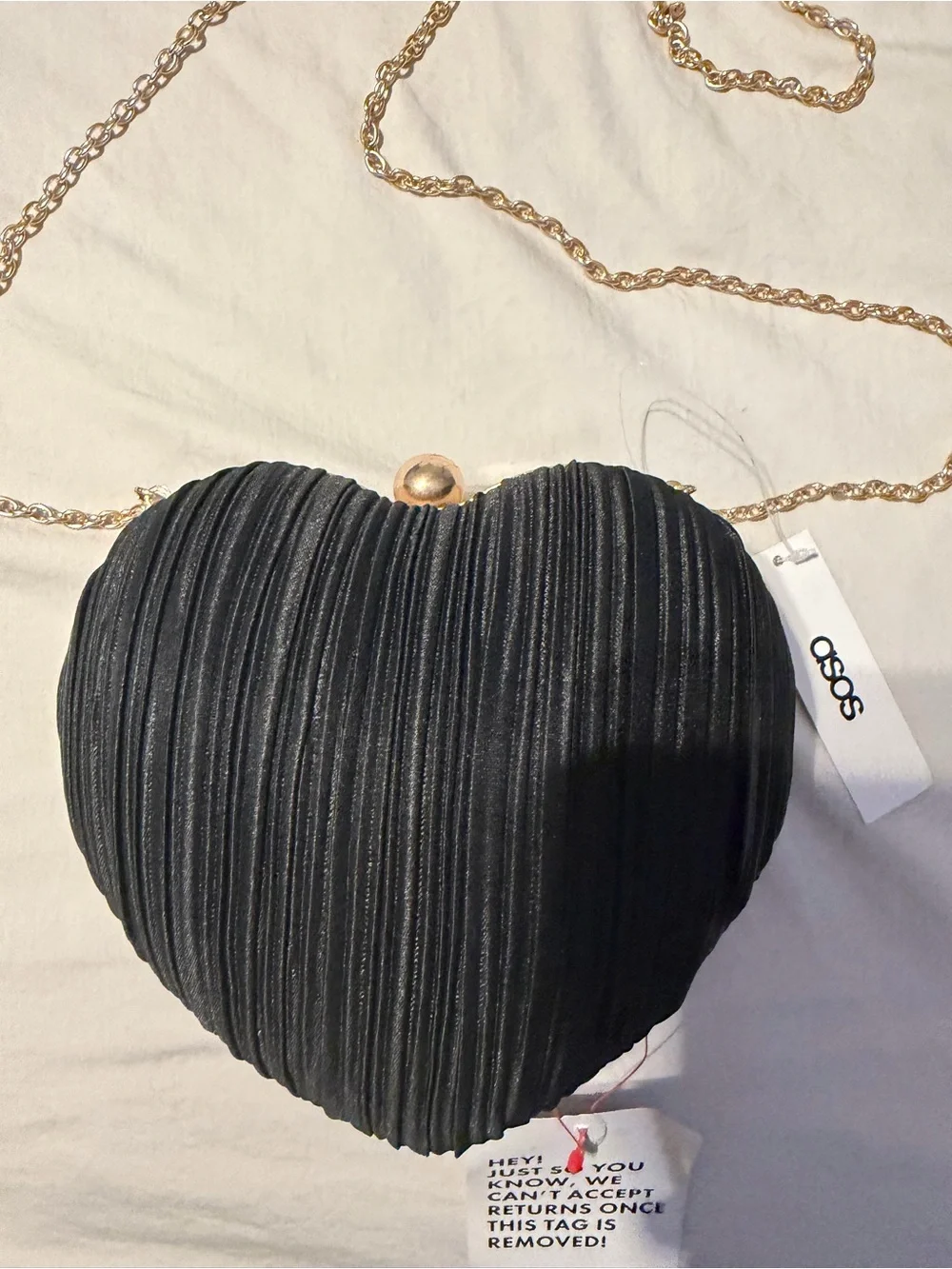 ASOS Black Heart Crossbody Bag with Gold Chain Strap